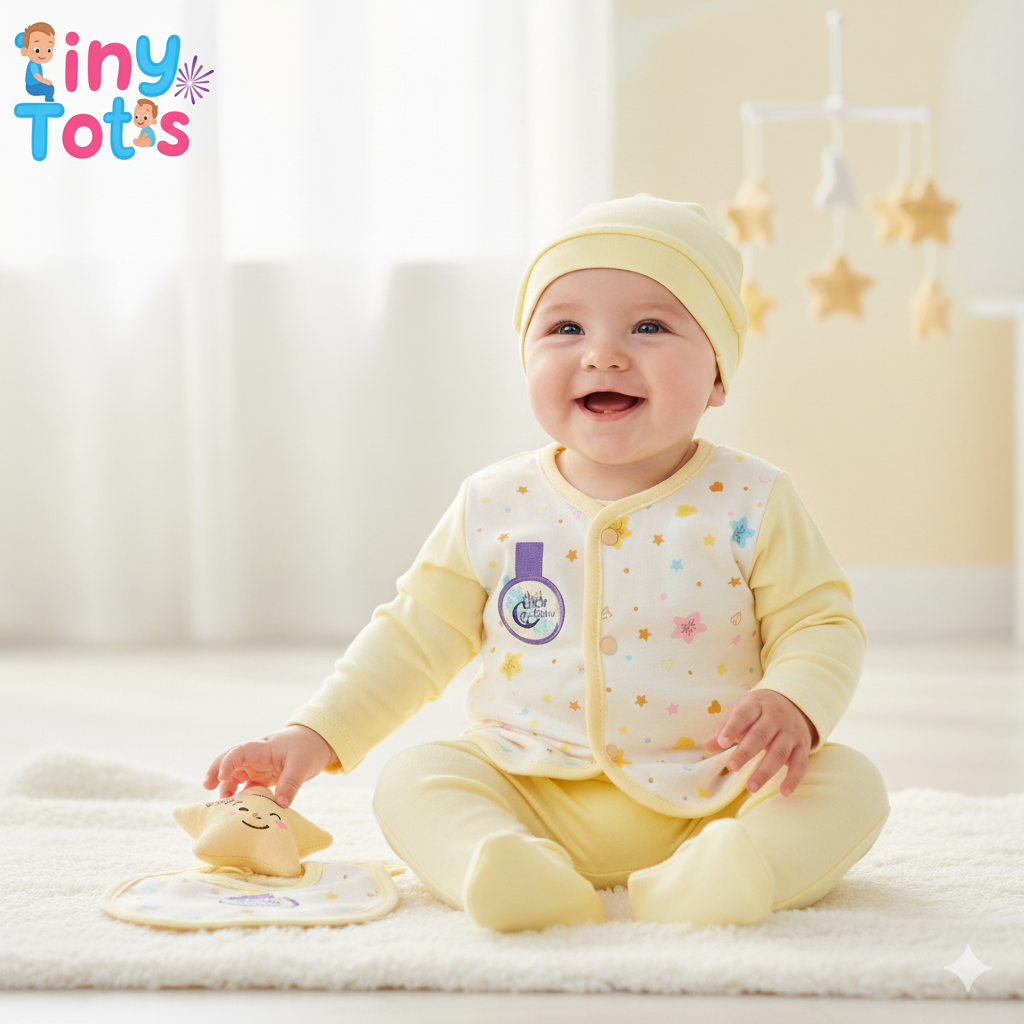 3 Pcs Set Newborn Jabla Suit (Multi-Color)